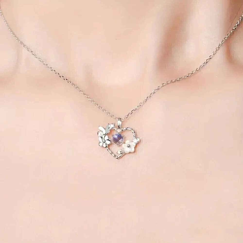 Elegant Moonstone Butterfly Heart Flower Pendant Necklace